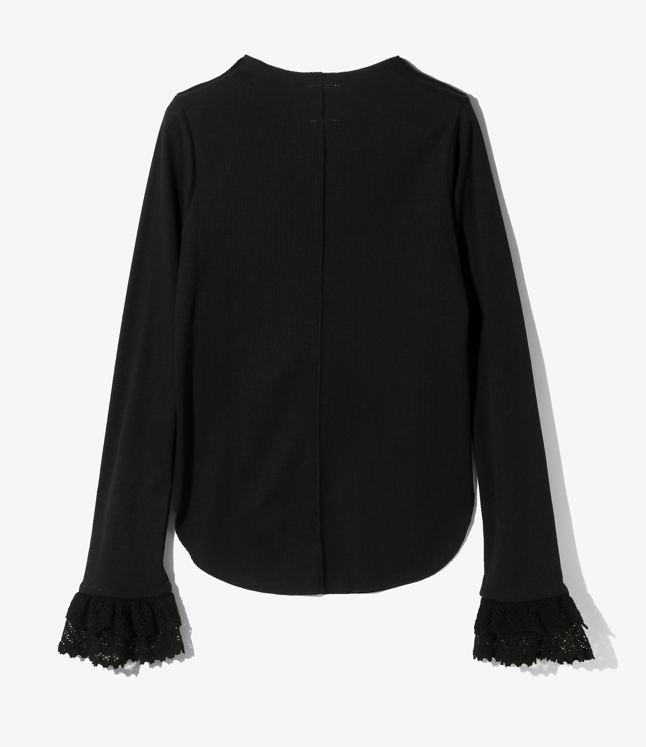 Ribbed Lace Cuff Pullover Tee