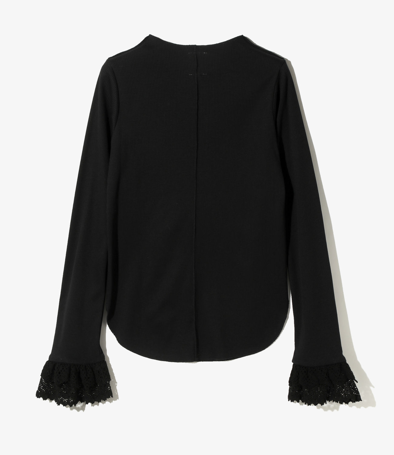 Ribbed Lace Cuff Pullover Tee