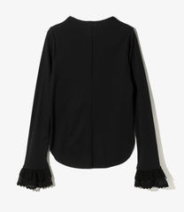 Ribbed Lace Cuff Pullover Tee
