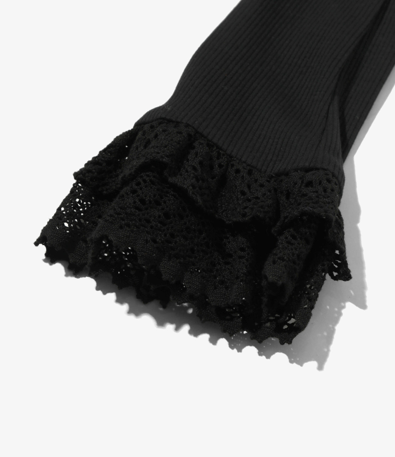 Ribbed Lace Cuff Pullover Tee