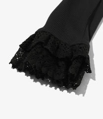 Ribbed Lace Cuff Pullover Tee
