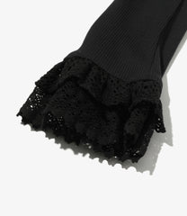 Ribbed Lace Cuff Pullover Tee