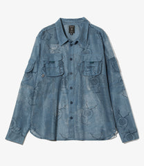 South2 West x  Brain Dead - Mesh Fishing Button Up Shirt