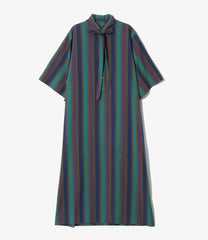 Ascot Collar Dress - Cotton Lawn Stripe