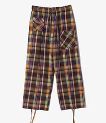 String Cuff Balloon Pant - Madras Plaid