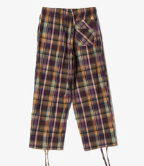 String Cuff Balloon Pant - Madras Plaid