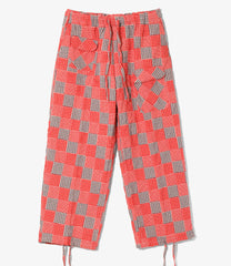 String Cuff Balloon Pant - Plaid Patchwork