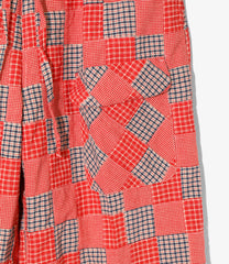 String Cuff Balloon Pant - Plaid Patchwork