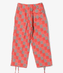 String Cuff Balloon Pant - Plaid Patchwork