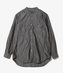 Banded Collar Shirt - Cotton Iridescent Broadcloth
