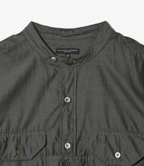 Banded Collar Shirt - Cotton Iridescent Broadcloth