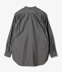 Banded Collar Shirt - Cotton Iridescent Broadcloth
