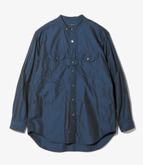 Banded Collar Shirt - Cotton Iridescent Broadcloth