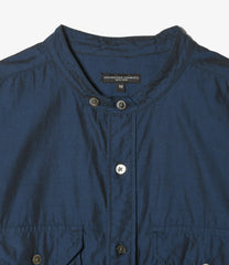 Banded Collar Shirt - Cotton Iridescent Broadcloth