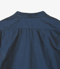 Banded Collar Shirt - Cotton Iridescent Broadcloth