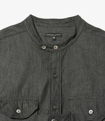 Banded Collar Shirt - Cotton Denim Shirting