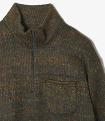 Zip Mock Neck - Wool Poly Nep Sweater Knit