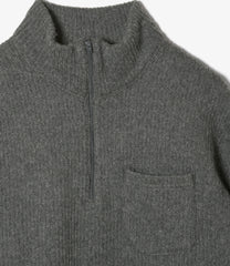 Zip Mock Neck - Wool Poly Nep Sweater Knit