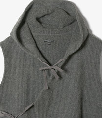 Knit Wrap Vest - Wool Poly Nep Sweater Knit
