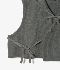 Knit Wrap Vest - Wool Poly Nep Sweater Knit