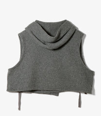 Knit Wrap Vest - Wool Poly Nep Sweater Knit