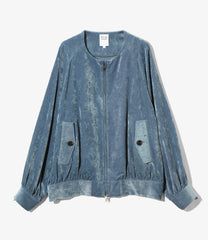 Crew Neck Zip Up Jacket - Velveteen
