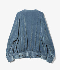 Crew Neck Zip Up Jacket - Velveteen