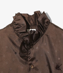 Frill Stand Collar Shirt - Jacquard