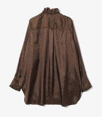 Frill Stand Collar Shirt - Jacquard