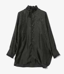 Frill Stand Collar Shirt - Jacquard