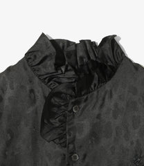 Frill Stand Collar Shirt - Jacquard