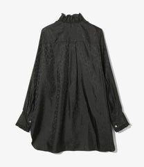 Frill Stand Collar Shirt - Jacquard