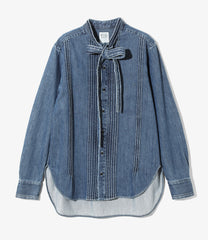 Ribbon Tie Blouse - Denim