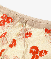Slit Flare Pants - Flower Lace