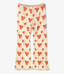 Slit Flare Pants - Flower Lace