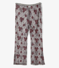 Slit Flare Pants - Flower Lace