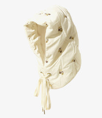 Padded Hoody Scarf - Original Floral Pattern Embroidery