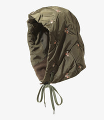 Padded Hoody Scarf - Original Floral Pattern Embroidery