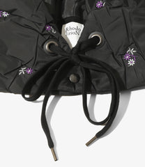 Padded Hoody Scarf - Original Floral Pattern Embroidery