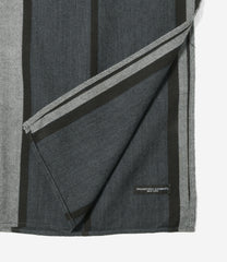 Button Shawl - Multi Wide Stripe Worsted Wool