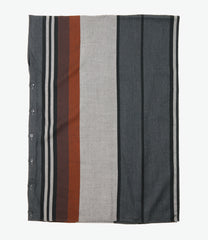 Button Shawl - Multi Wide Stripe Worsted Wool