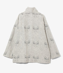 Stand Collar Jacket - Papillon Jacquard