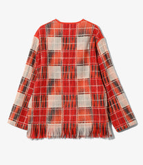 Fringe Cardigan - Wool Plaid