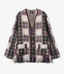 Fringe Cardigan - Wool Plaid