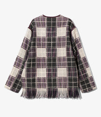 Fringe Cardigan - Wool Plaid