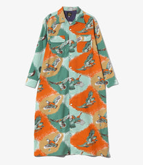 Classic Shirt Dress-Printed Flannel/Bird