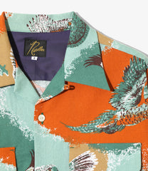 Classic Shirt Dress-Printed Flannel/Bird