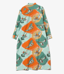 Classic Shirt Dress-Printed Flannel/Bird