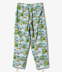 String Cuff Balloon Pant-Flannel Print