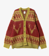 Mohair V Neck Cardigan Sweater - Nordic Skull